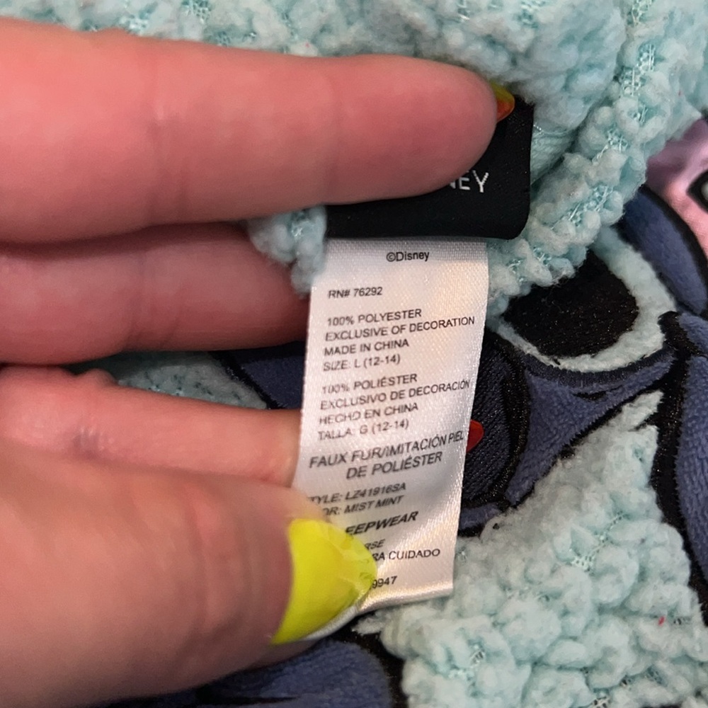 Aqua and Navy Stitch Faux Fur Fleece Pajama Set - Picture 4 of 6